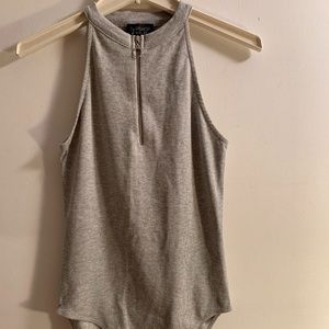 Topshop Gray Half Zip Bodysuit (With Tags)